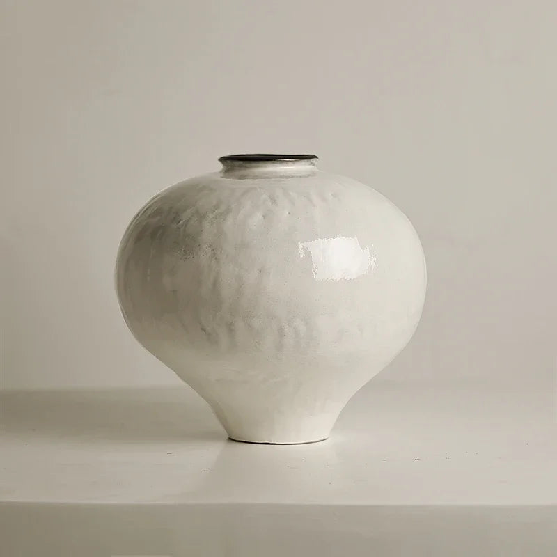 vase en céramique fait main pot lune style rétro japonais