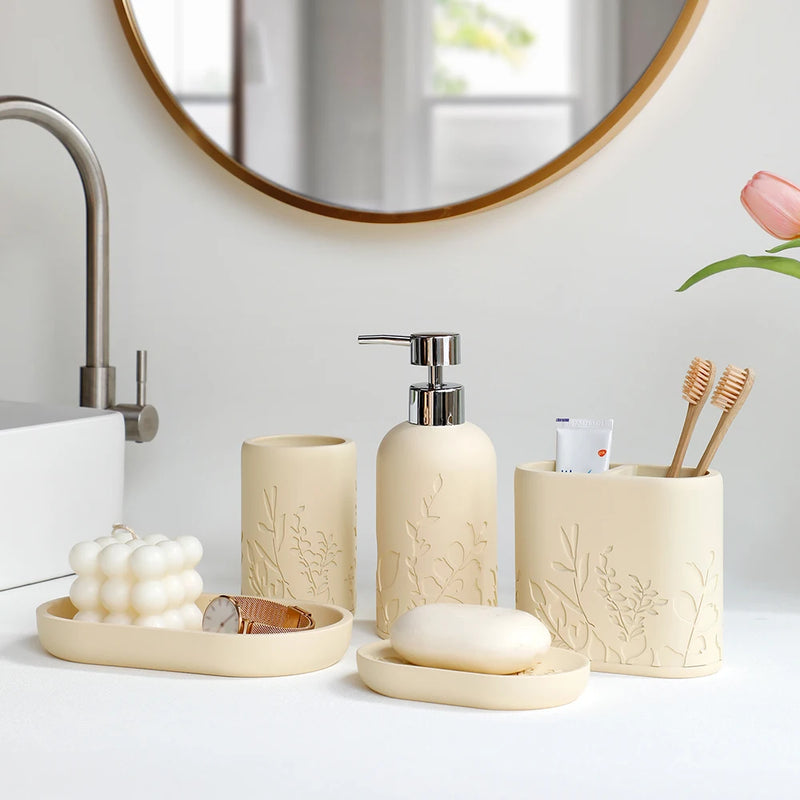 distributeur de savon ensemble 5 pièces pour salle de bain