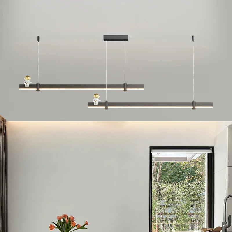 lustre nordique minimaliste en acier brossé led