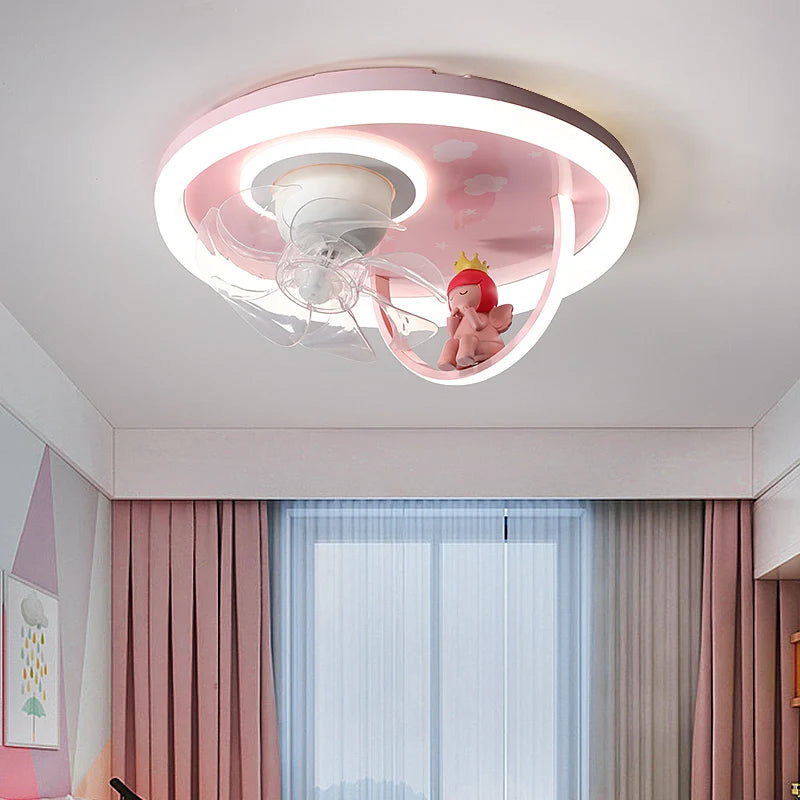 plafonnier créatif avec ventilateur et lumière LED pour enfants