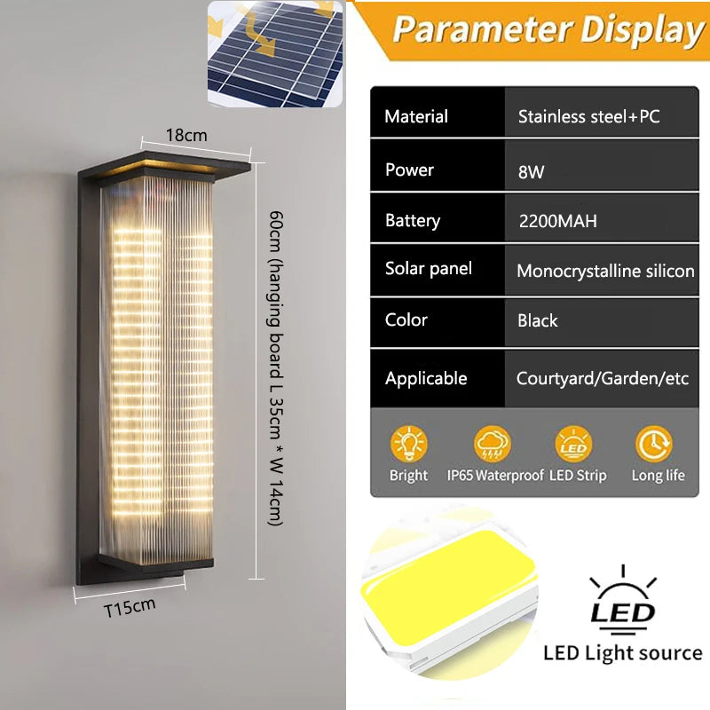 applique murale solaire étanche pour éclairage extérieur nocturne