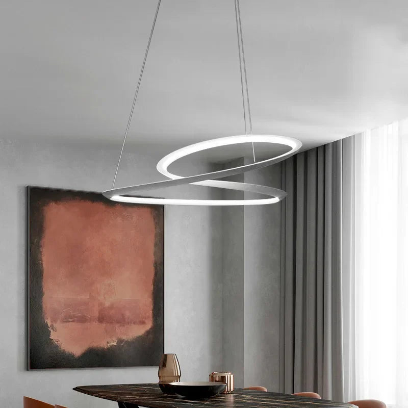 suspension moderne à led avec anneau doré pour décoration intérieure