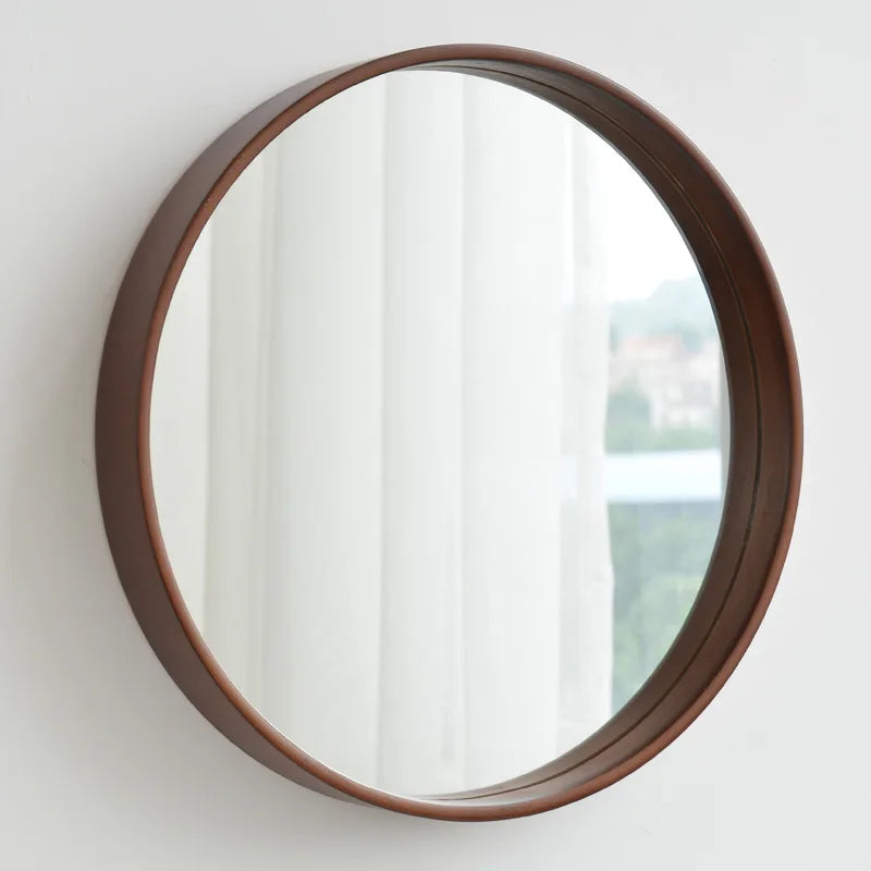 miroir en bois coréen design nordique rond suspendu pour maquillage