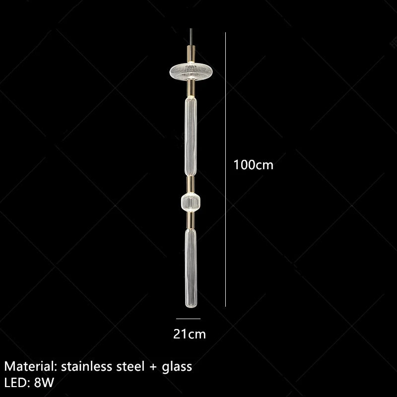 suspension tubes lumineux en verre transparent design nordique réglable