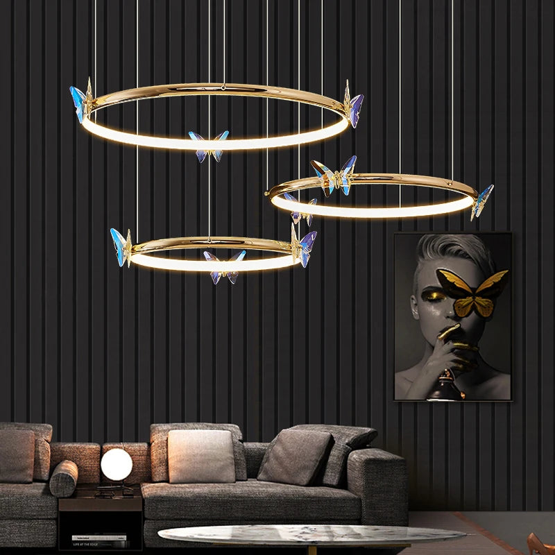 lustre led papillon avec cordon réglable pour décoration intérieure