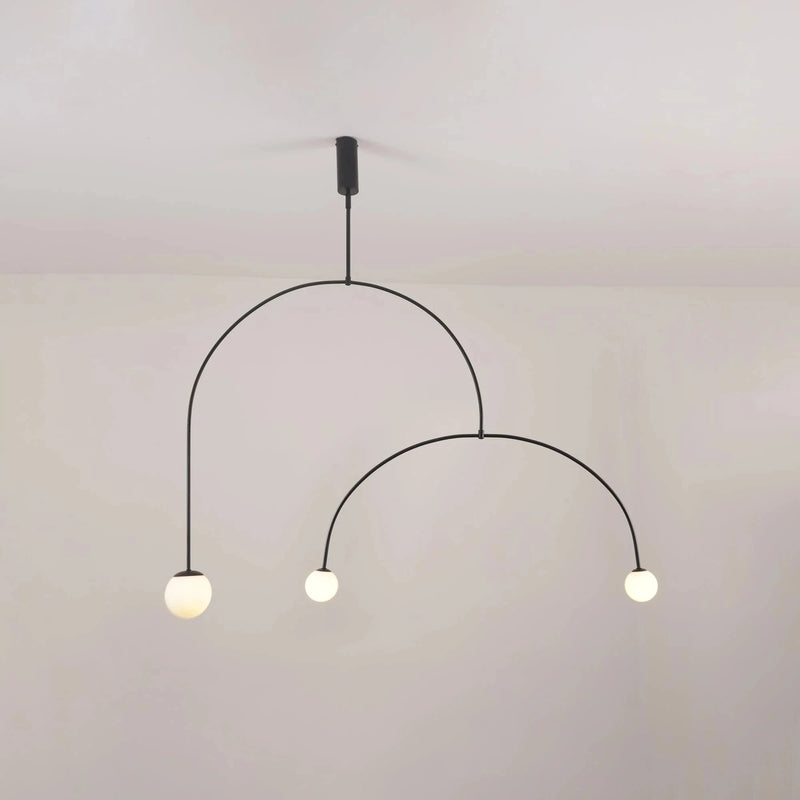 Danmark Geometric Line Chandelier Nordic Arc Suspension Lamp Ceiling Hanging Fxiture for Living Room,Dining Room