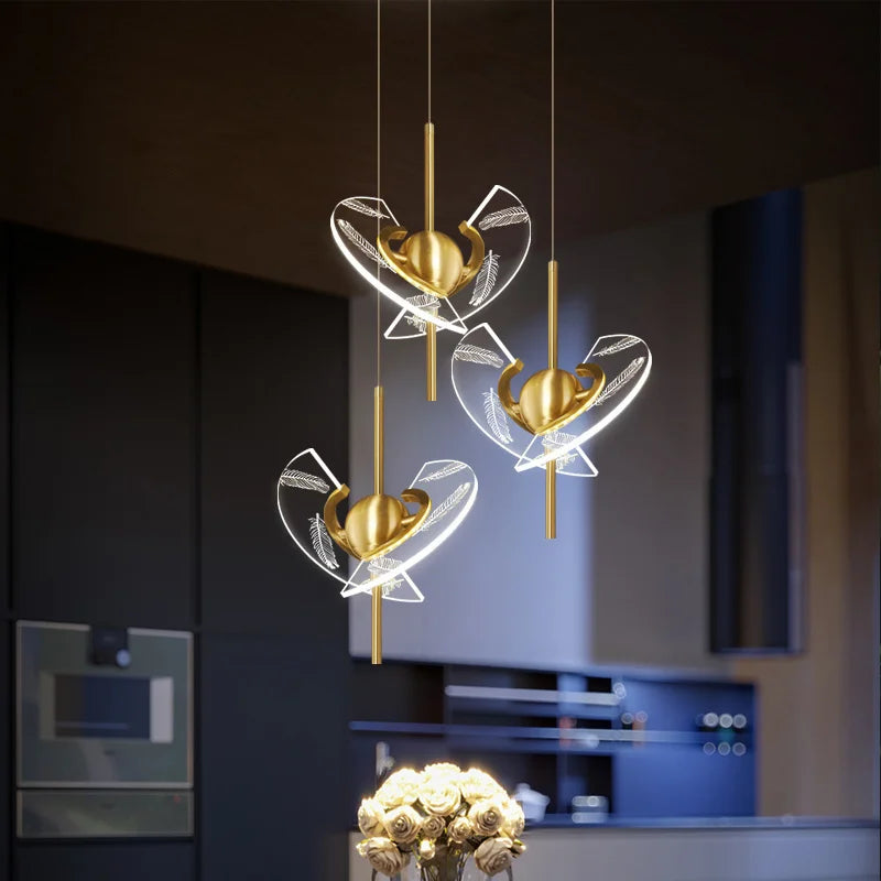 lustre moderne en cuivre pour décoration créative intérieur élégant