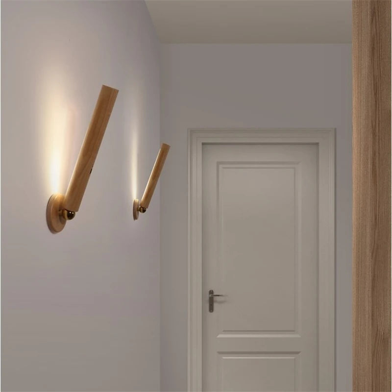 applique murale magnétique rotative en bois avec chargement usb et gradation tactile