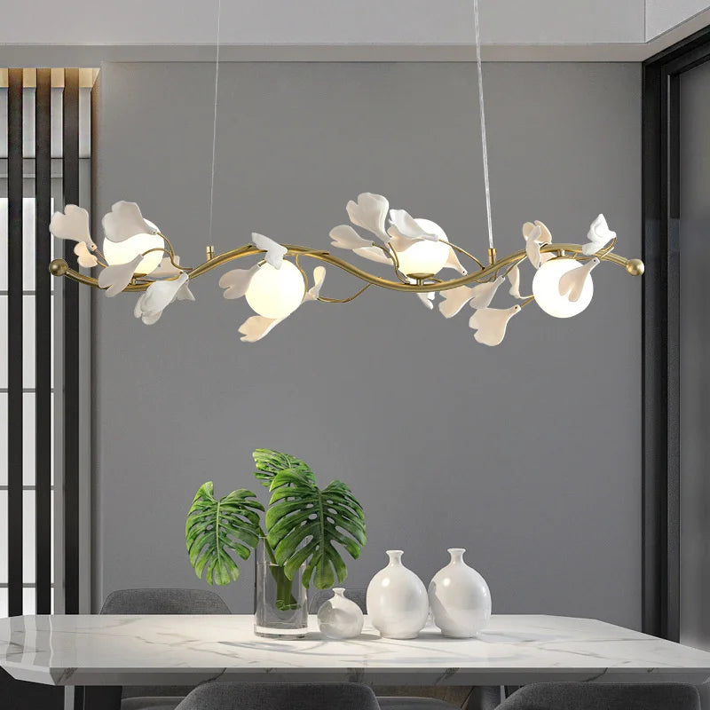 lustre led moderne en forme de pétale de ginkgo lumineux et élégant