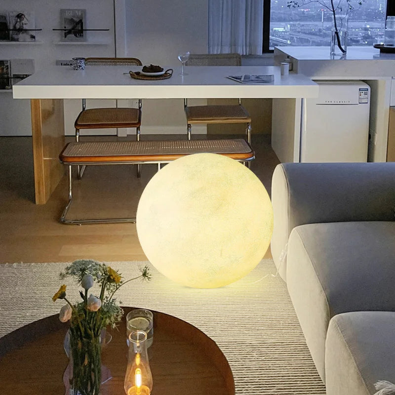 lampe de sol en forme de lune pour décoration intérieure esthétique