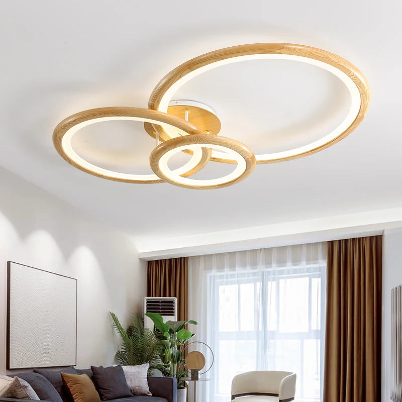 Lampe circulaire moderne en rondins pour salon