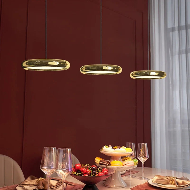 suspension led circulaire design moderne en aluminium pour intérieur