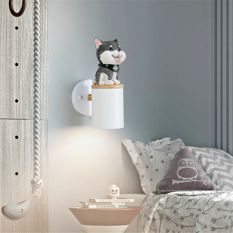 applique murale led créative chat et chien pour enfants