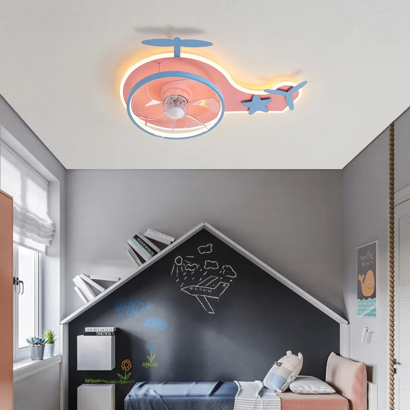 plafonnier led nordique ventilateur avion enfant réglable et télécommande