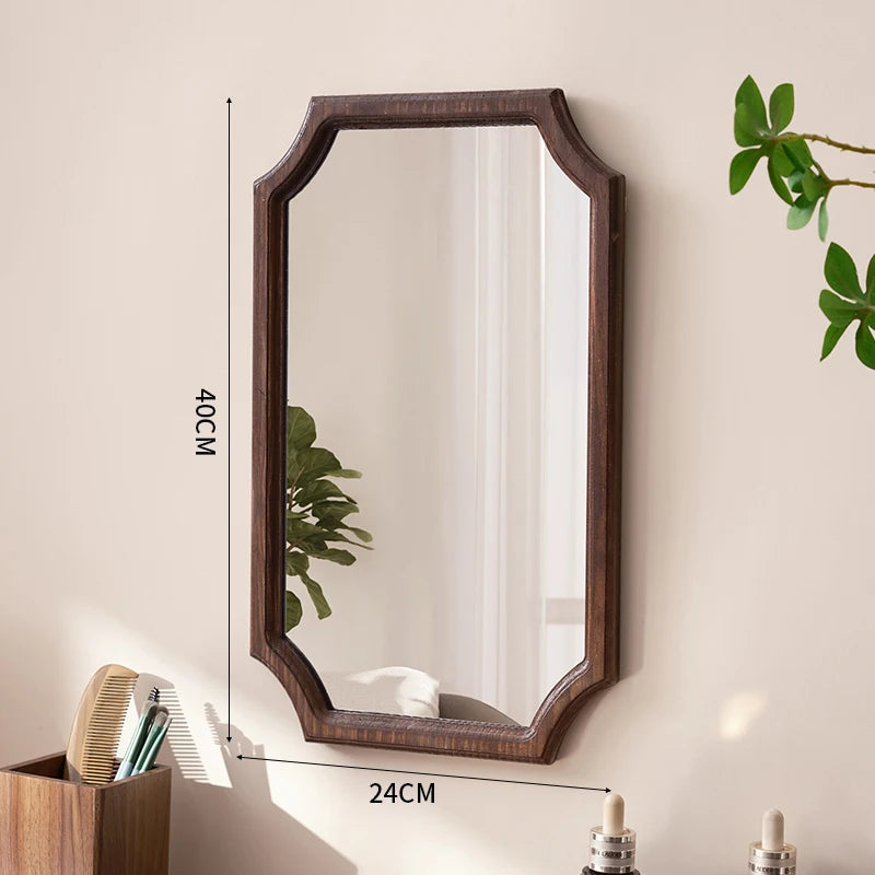 miroir vintage en bois massif pour maquillage étanche et antirouille