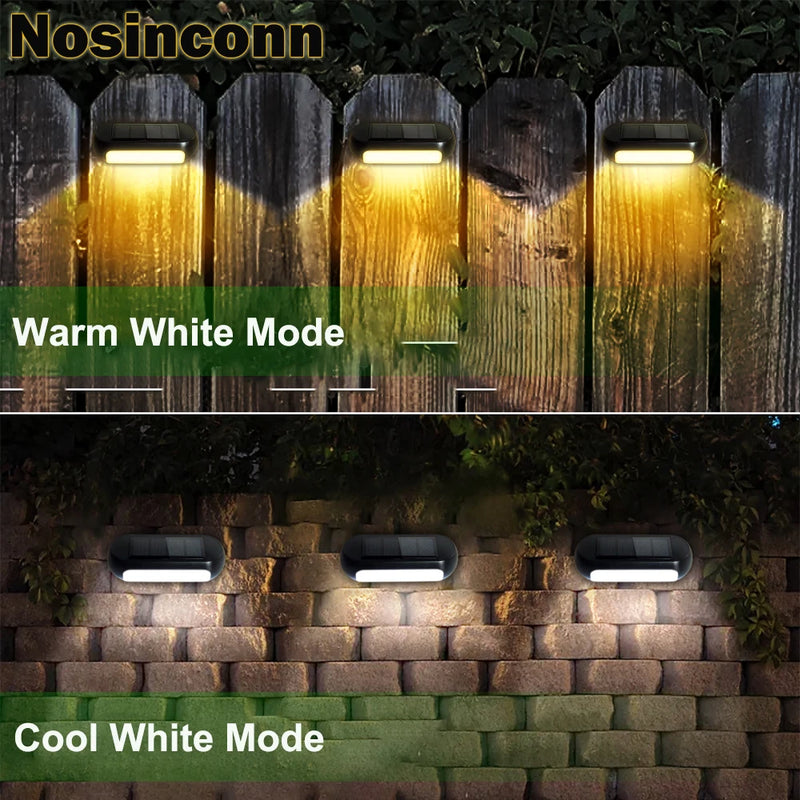 Solar Deck Lights, 2Pack Solar Fence Lights Outdoor Waterproof Warm White/Cool White Solar Step Lights For Garden, Stairs, Fence