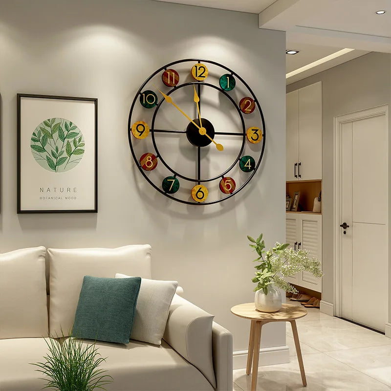 horloge murale ronde européenne de luxe créative et légère