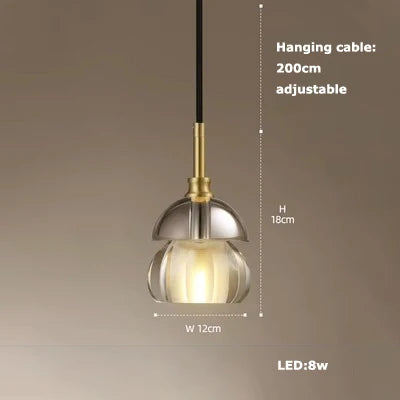 suspension en verre cristal art déco avec éclairage led