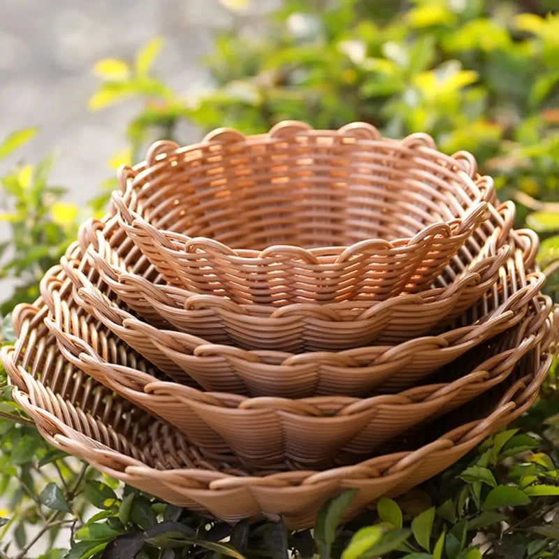 panier rond en osier pour rangement de divers objets