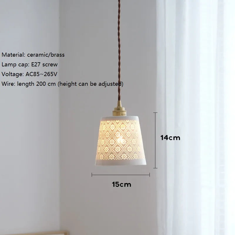 suspension LED design nordique moderne en cuivre et céramique