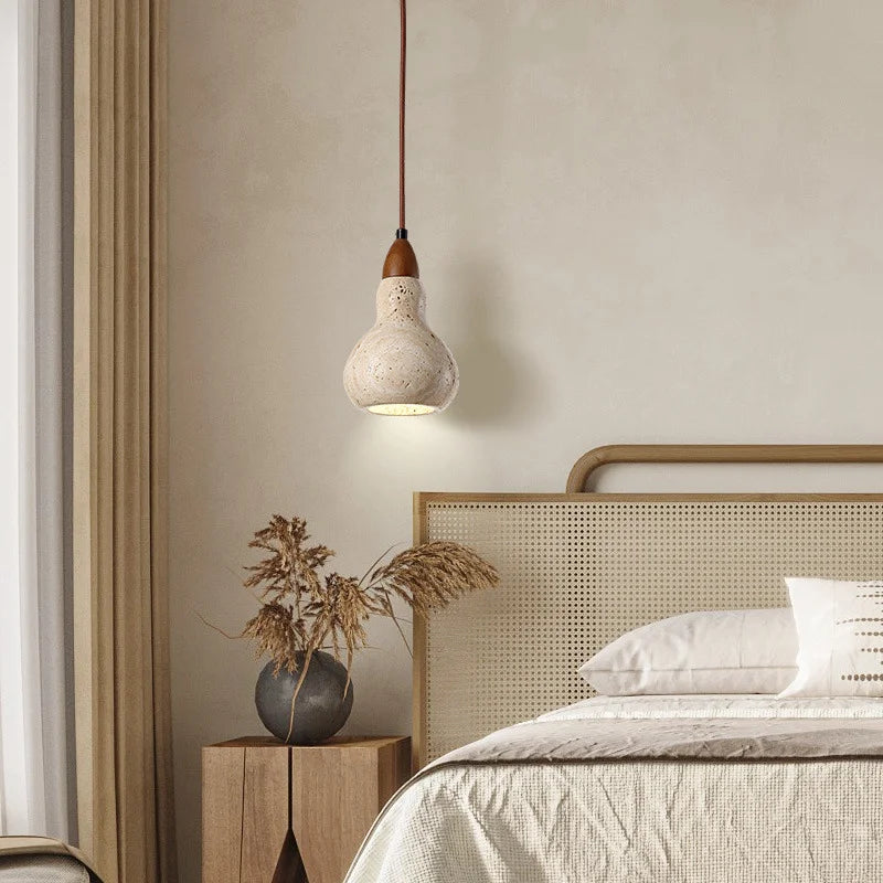 lustre suspendu vintage en pierre naturelle avec led