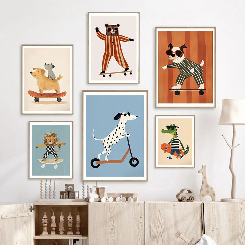 affiches amusantes d'animaux pour décoration chambre enfant