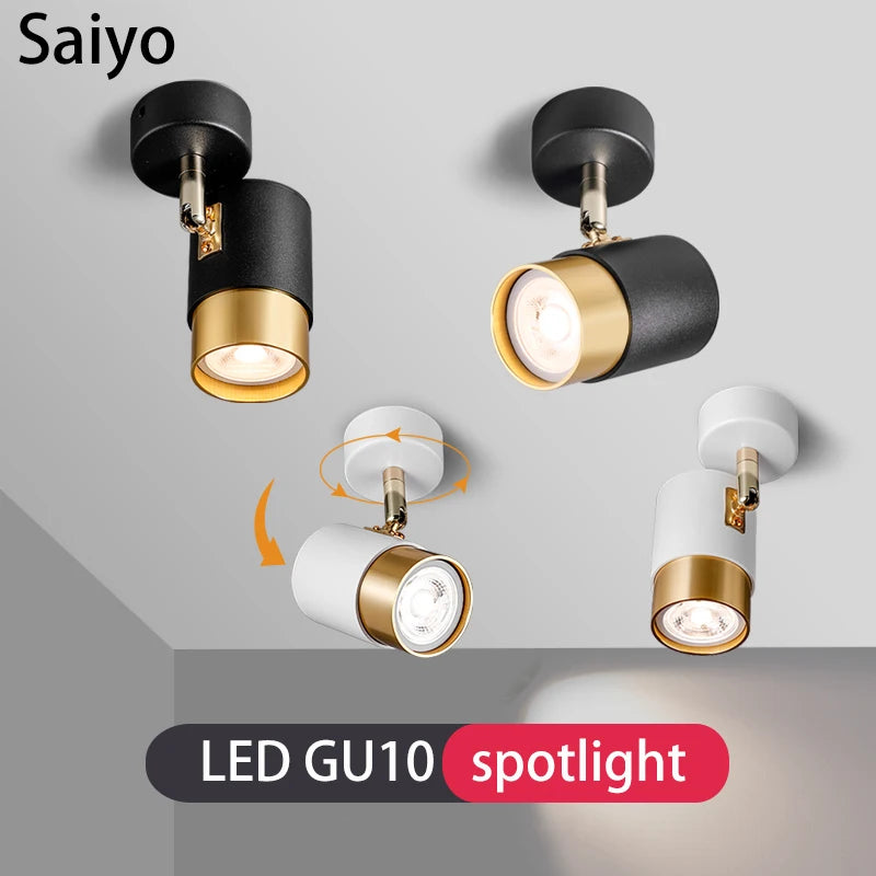 projecteur led saiyo gu10 spot lumière remplaçable rotatif monté en surface