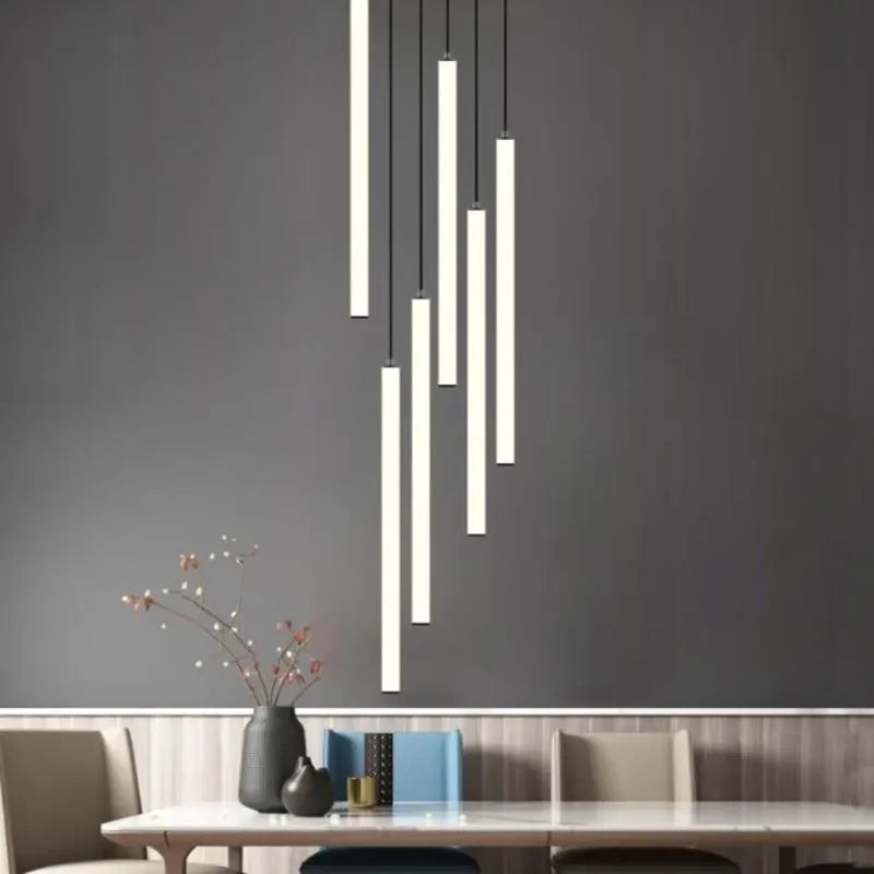 lustre moderne à led pour espaces de grande hauteur