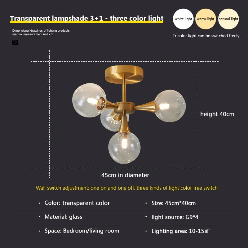 lustre nordique en verre blanc pour éclairage intérieur