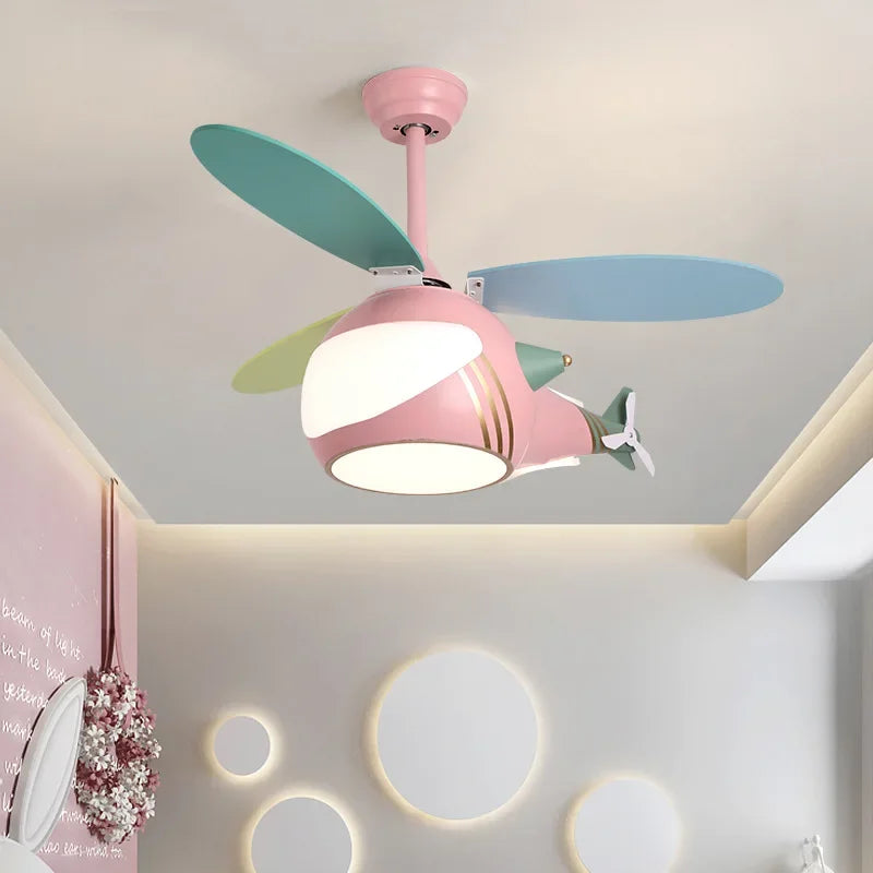 ventilateur créatif hélicoptère pour chambre d'enfant décorative