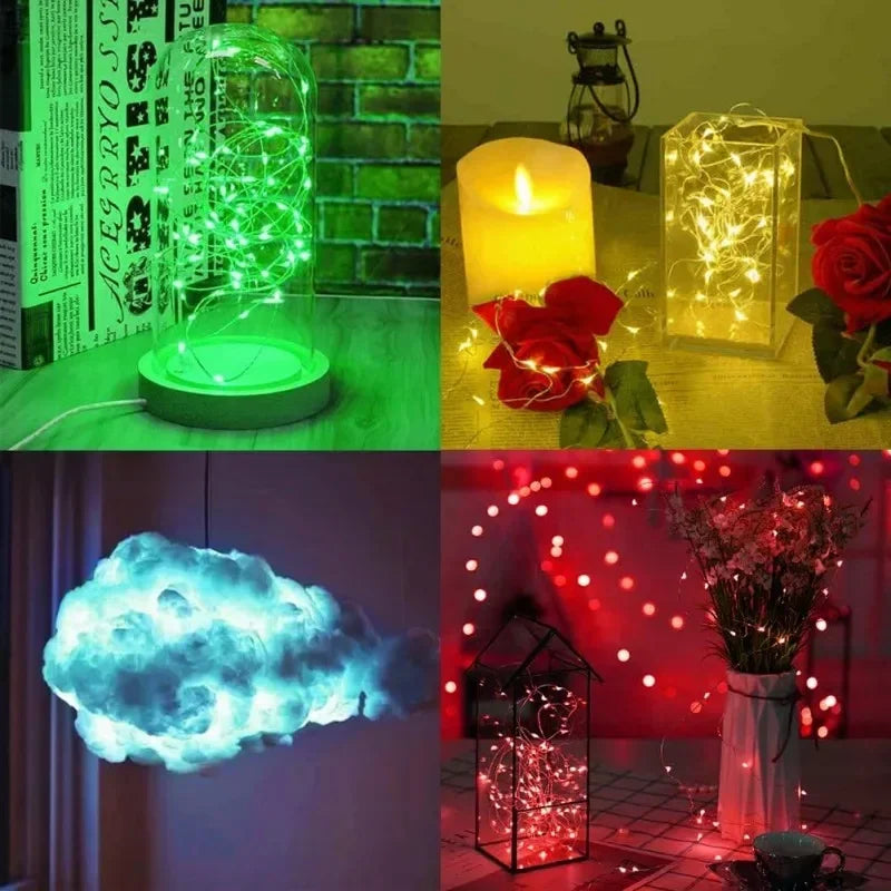 guirlande lumineuse led en fil de cuivre pour décoration festive