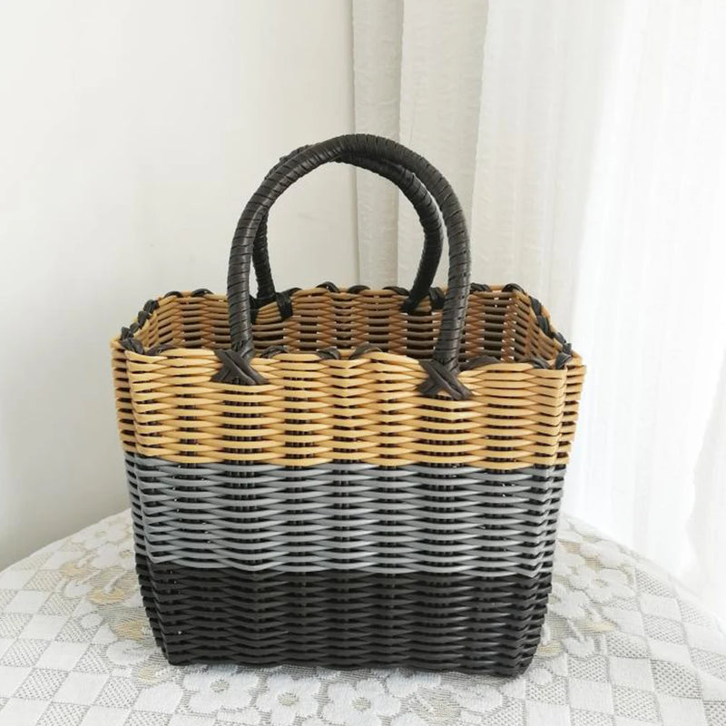 panier tissé en plastique pour rangement et organisation divers