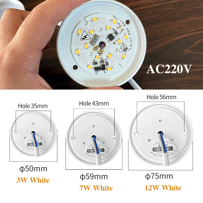 ultra-thin light, mini led lighting in cabinet, display cabinet, cabinet, stairwell small downlight AC220V free opening 3W 5W 7W