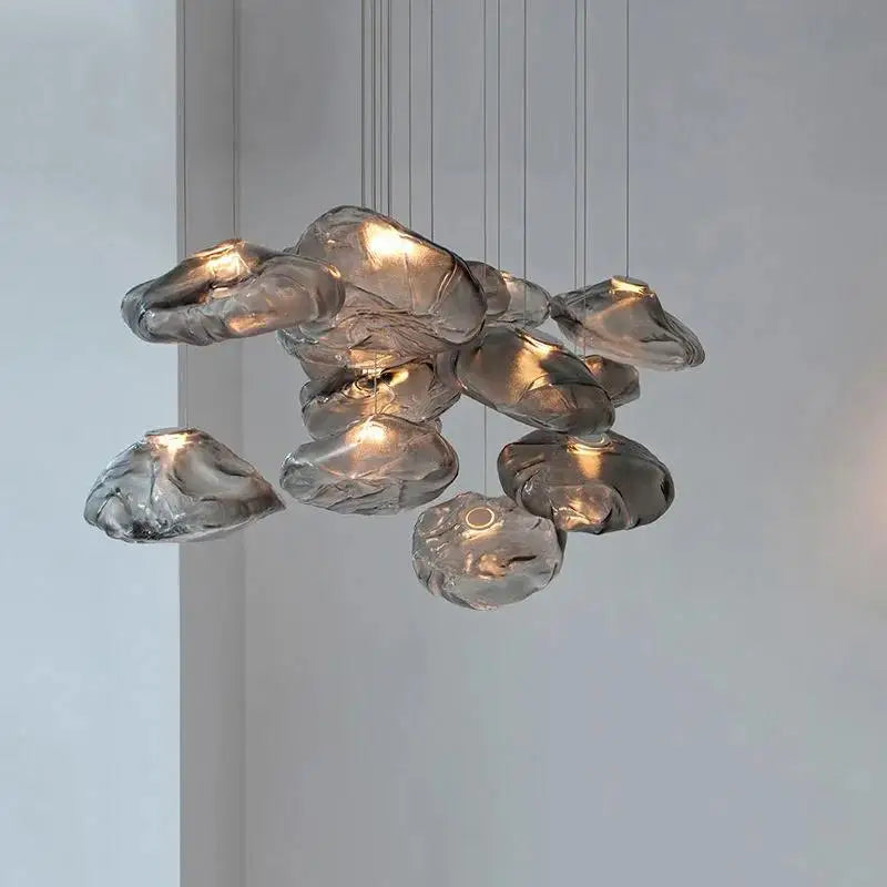 lustre en verre design créatif nuage luminaire décoratif intérieur