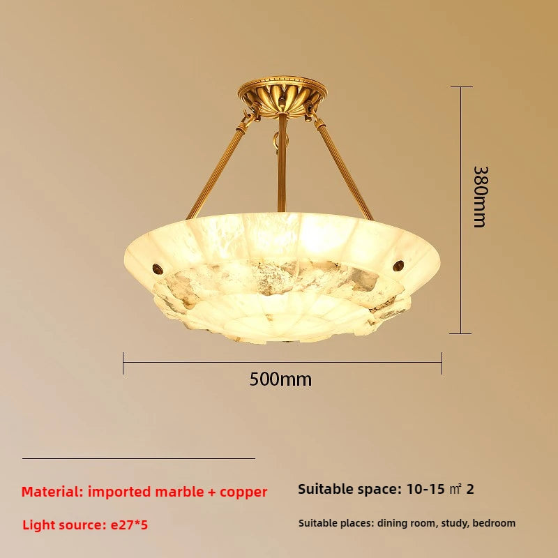 lustre minimaliste en cuivre et marbre design moderne