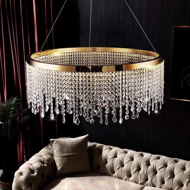 lustre moderne en cristal pour décoration intérieure élégante