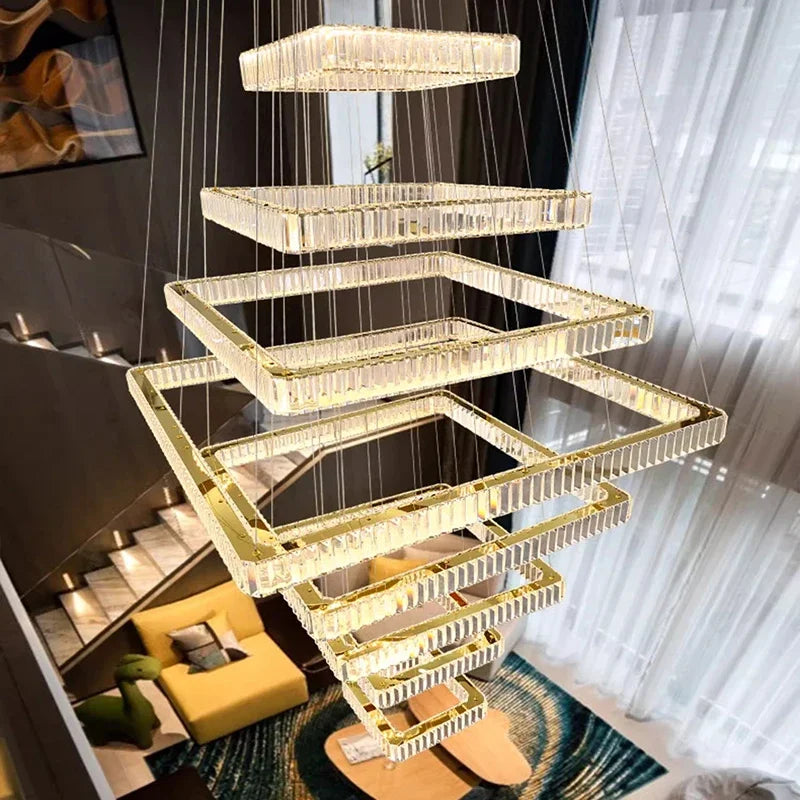 2024 New Modern Home Decoration Crystal Chandelier, Stair Pendant Lamp, Living Room Pendant Lights, Interior Lighting