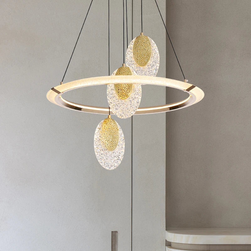 lustre en cristal lumineux moderne pour décoration intérieure élégante