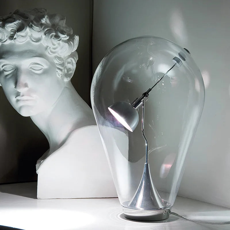 lampe de bureau magnétique moderne en verre transparent réglable