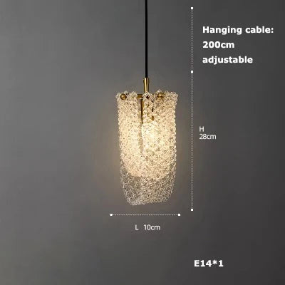 suspension en verre cristal art déco avec éclairage led