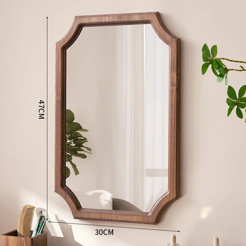 miroir vintage en bois massif pour maquillage étanche et antirouille