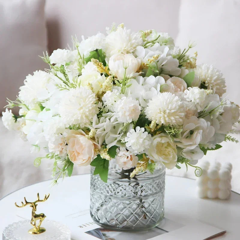 bouquet d'hortensias de pivoines artificielles pour décoration festive