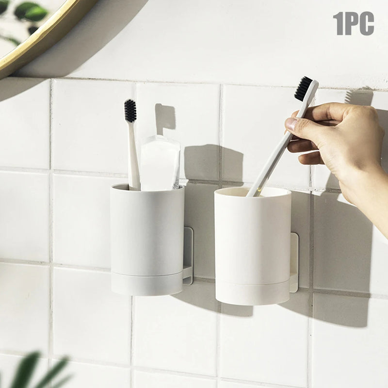 porte-brosse à dents mural sans perçage pour salle de bain rangement pratique