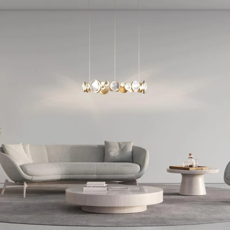 lustre led en cristal doré design nordique de luxe