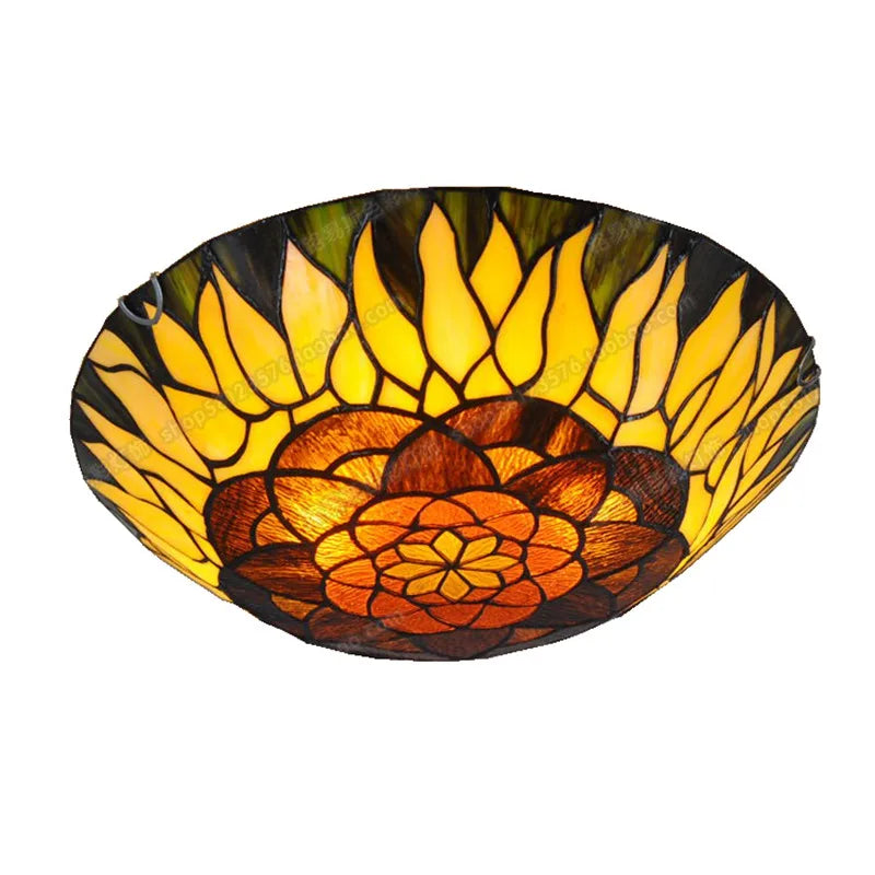 16-Inch Continental Sunflower Ceiling Tiffanylamps Bedroom Children's Den Bar Glass Art Lighting Personality Stairs