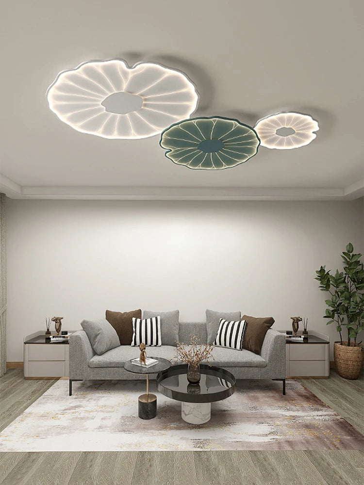 plafonnier led créatif en forme de feuille de lotus décoratif