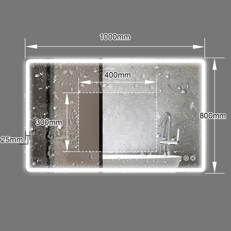 miroir rond lumineux avec interrupteur tactile et fonction antibuée