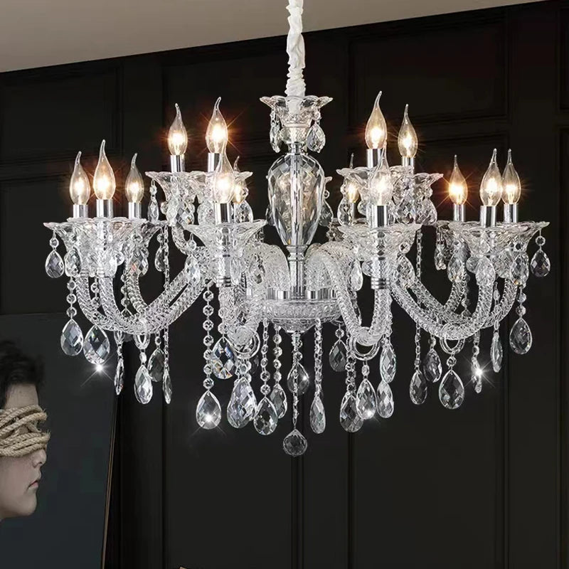 lustre moderne en verre cristal pour espace de luxe