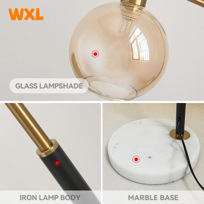 lampadaire led moderne en marbre avec éclairage réglable