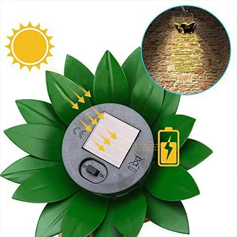 lampe solaire portable ananas 24 led décoration extérieure étanche